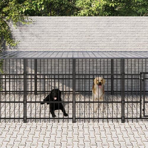 Udendørs hundegård med tag 13,14 m² stål