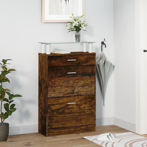 Skoskab 63x24x104 cm konstrueret træ røget egetræsfarve