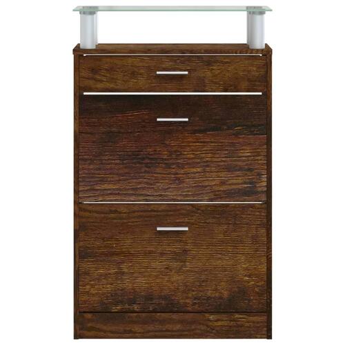Skoskab 63x24x104 cm konstrueret træ røget egetræsfarve