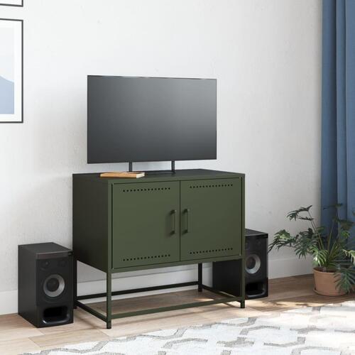 Tv-bord 68,5x39x60,5 cm stål olivengrøn