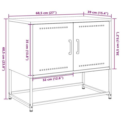 Tv-bord 68,5x39x60,5 cm stål olivengrøn