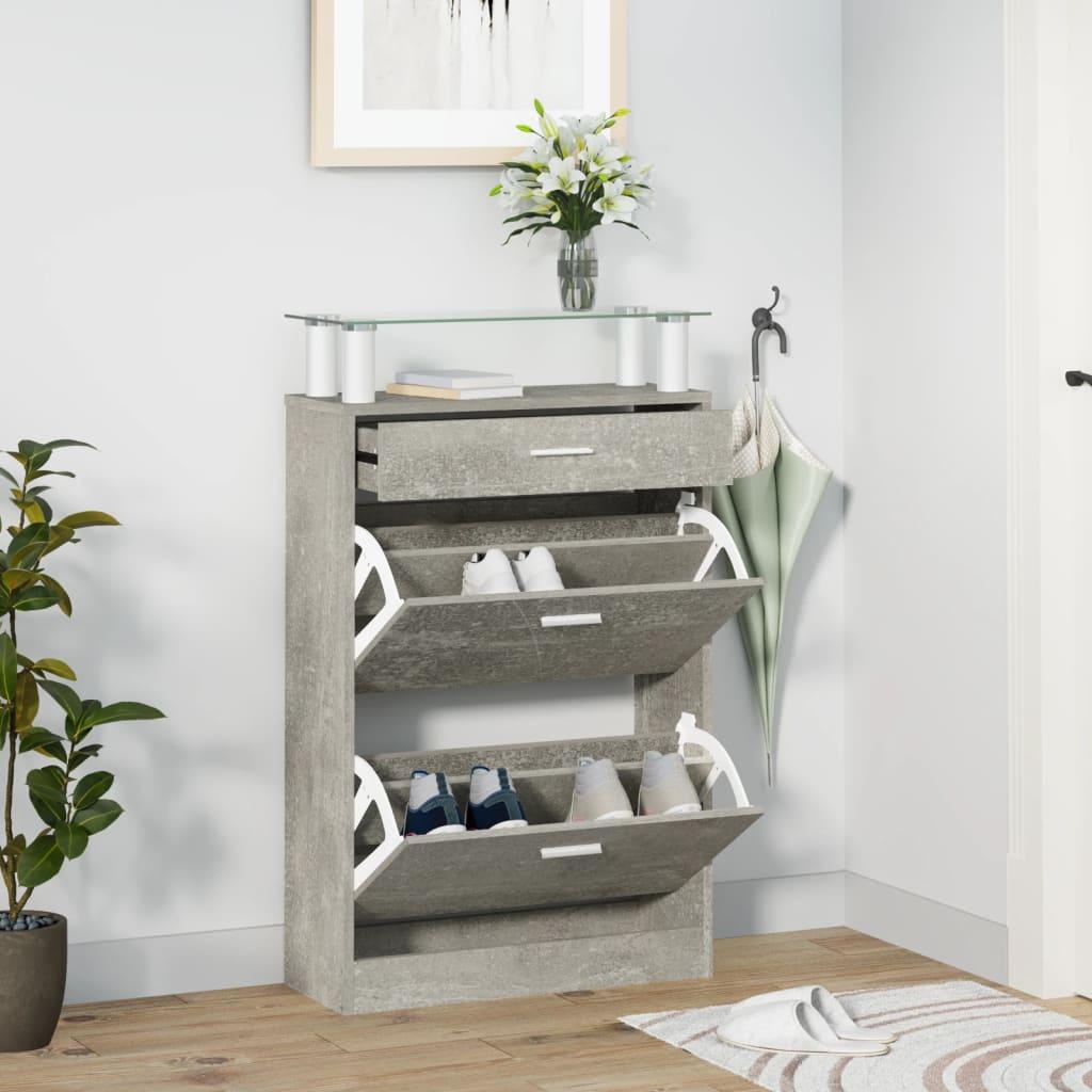 Skoskab 63x24x104 cm konstrueret træ betongrå