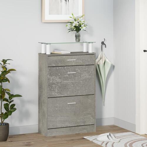 Skoskab 63x24x104 cm konstrueret træ betongrå