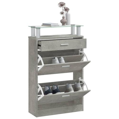 Skoskab 63x24x104 cm konstrueret træ betongrå