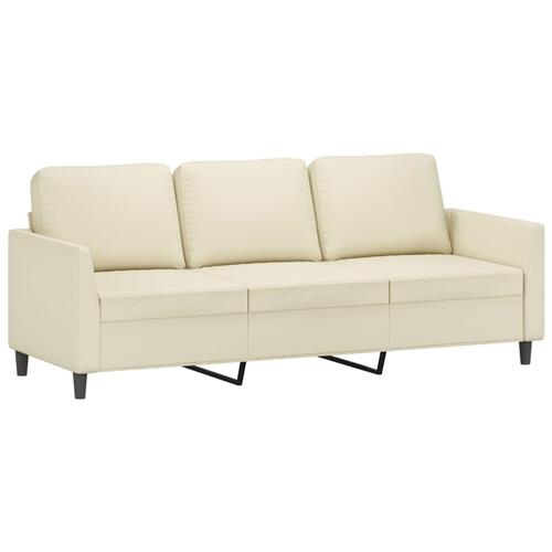 3-personers sofa med fodskammel 180 cm kunstlæder cremefarvet