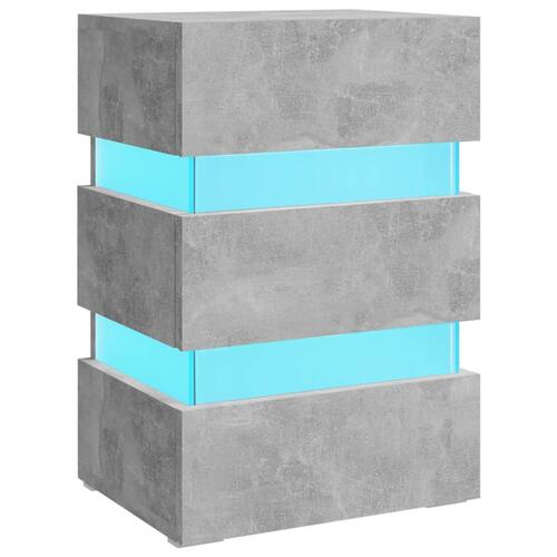 Sengebord med LED 45x35x67 cm konstrueret træ betongrå