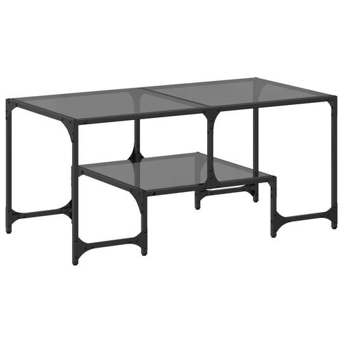 Sofabord med sort glastop 98,5x50x45 cm stål