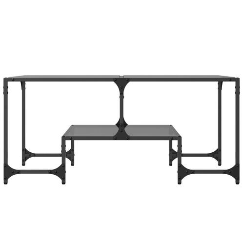 Sofabord med sort glastop 98,5x50x45 cm stål
