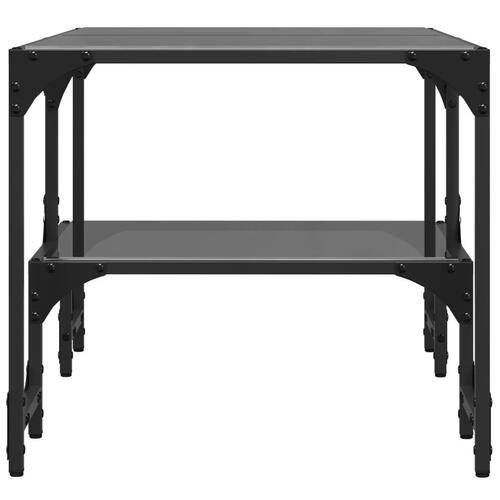 Sofabord med sort glastop 98,5x50x45 cm stål