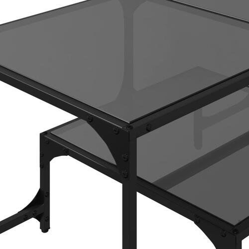 Sofabord med sort glastop 98,5x50x45 cm stål
