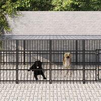 Udendørs hundegård med tag 11,26 m² stål