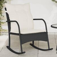 Udendørs gyngestol med hynder polyrattan sort