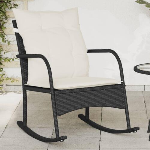 Udendørs gyngestol med hynder polyrattan sort