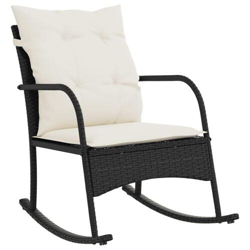 Udendørs gyngestol med hynder polyrattan sort