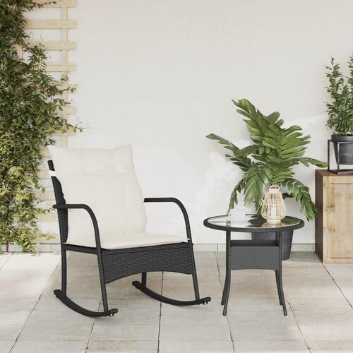 Udendørs gyngestol med hynder polyrattan sort