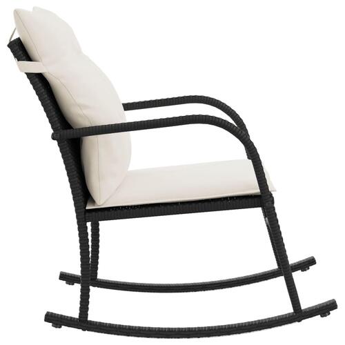 Udendørs gyngestol med hynder polyrattan sort