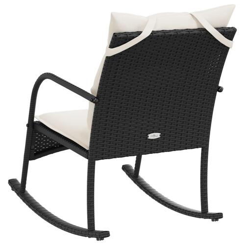 Udendørs gyngestol med hynder polyrattan sort