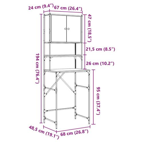 Vaskemaskineskab 68x48,5x194 cm sonoma-eg