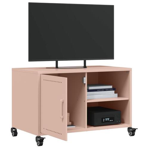 Tv-bord 68x39x43,5 cm koldvalset stål lyserød