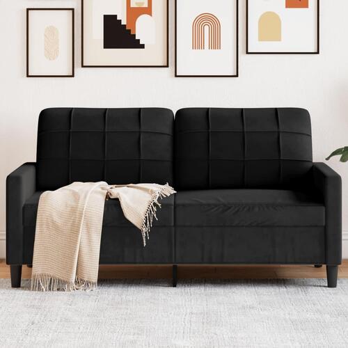 2-personers sofa 140 cm fløjl sort