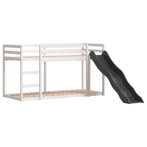 Køjeseng med rutsjebane og stige 90x200cm massivt fyrretræ hvid