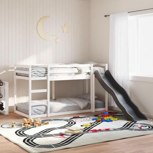 Køjeseng med rutsjebane og stige 90x200cm massivt fyrretræ hvid