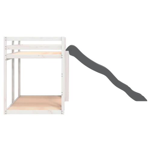 Køjeseng med rutsjebane og stige 90x200cm massivt fyrretræ hvid