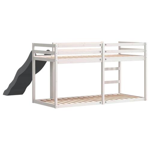 Køjeseng med rutsjebane og stige 90x200cm massivt fyrretræ hvid