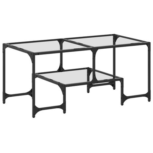 Sofabord med transparent glastop 98,5x50x45 cm stål