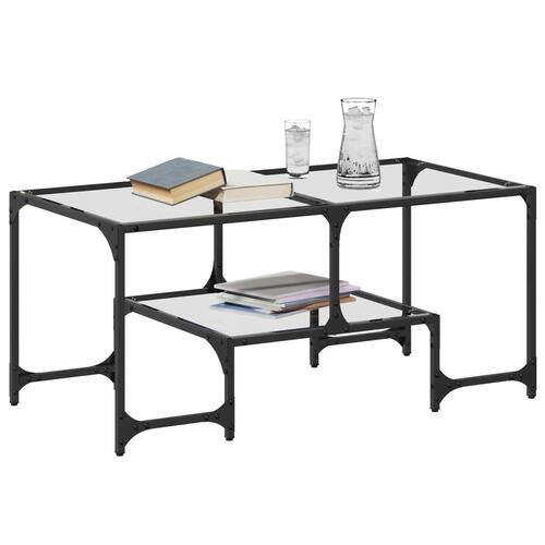 Sofabord med transparent glastop 98,5x50x45 cm stål