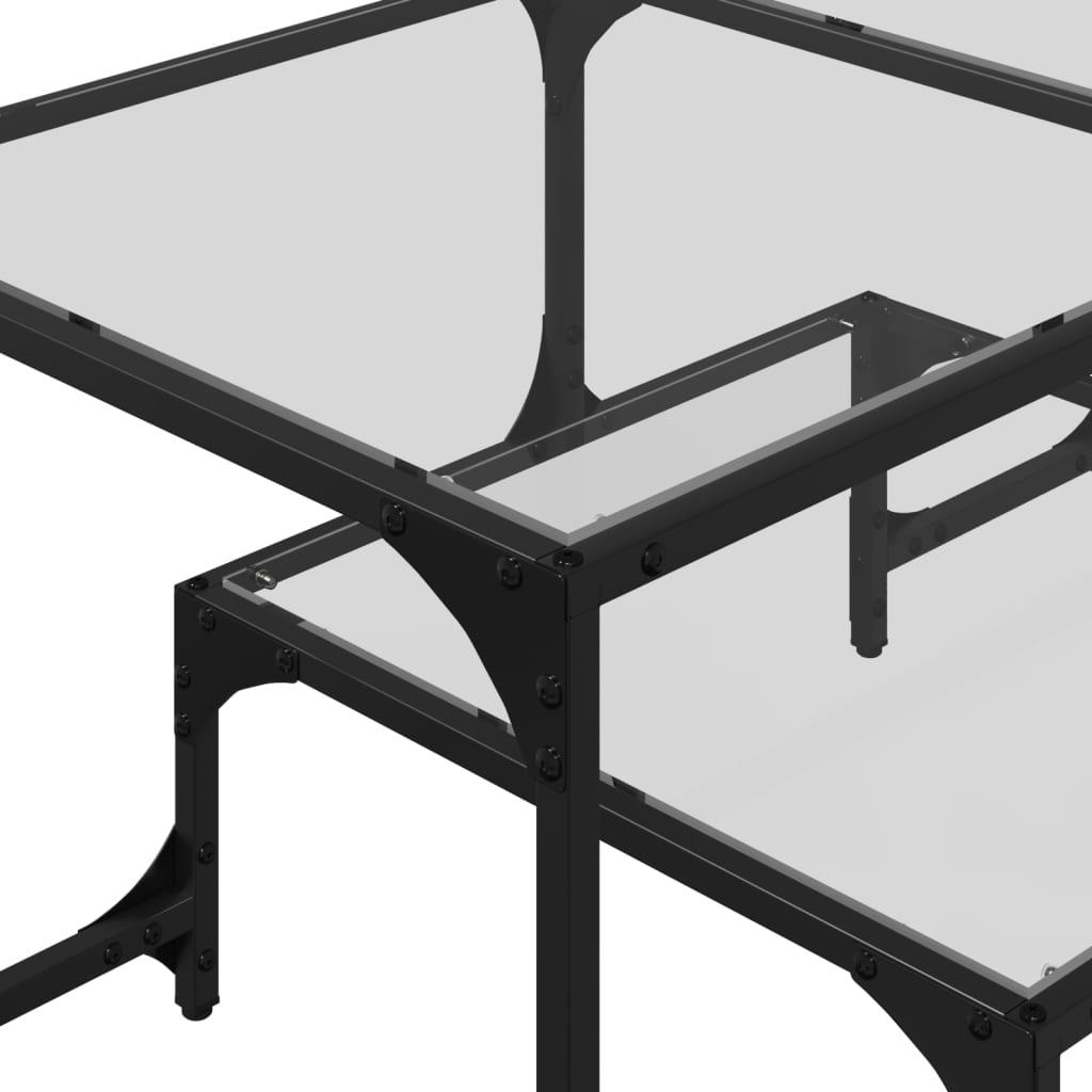 Sofabord med transparent glastop 98,5x50x45 cm stål