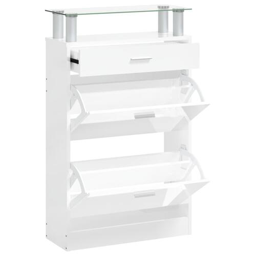 Skoreol 63x24x104 cm konstrueret træ hvid højglans