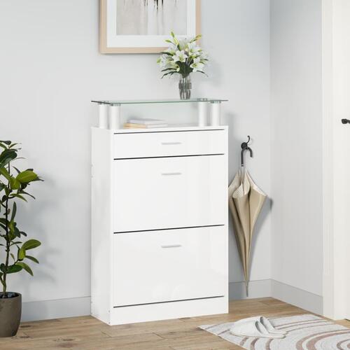 Skoreol 63x24x104 cm konstrueret træ hvid højglans