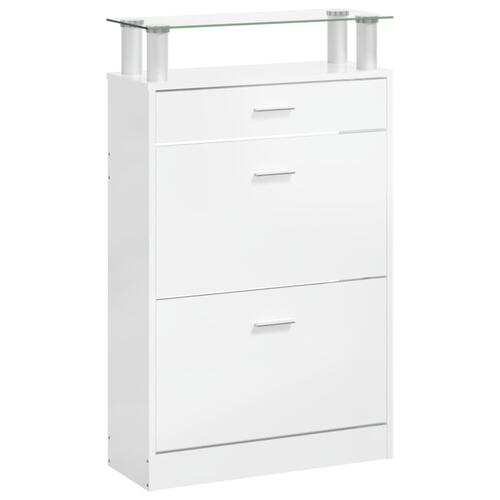 Skoreol 63x24x104 cm konstrueret træ hvid højglans