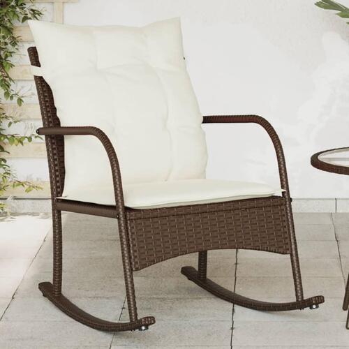 Udendørs gyngestol med hynder polyrattan brun