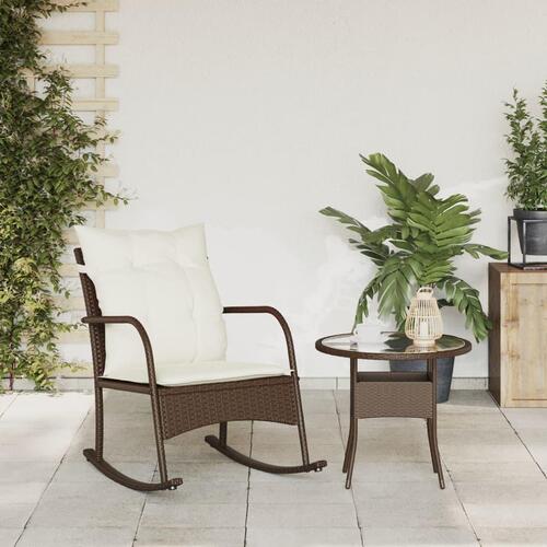 Udendørs gyngestol med hynder polyrattan brun
