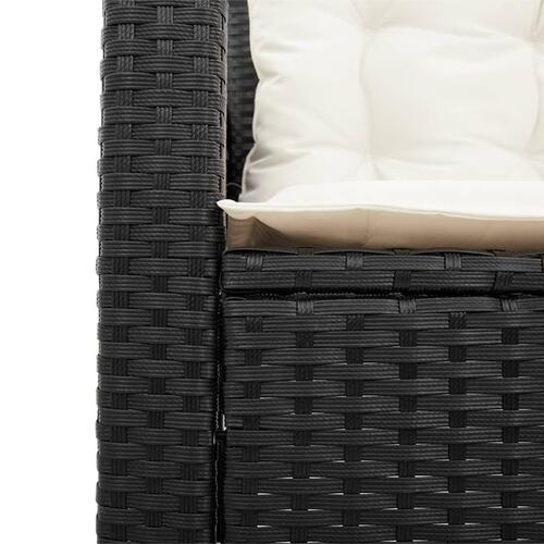 Havesofa med bord og hynder L-formet polyrattan sort