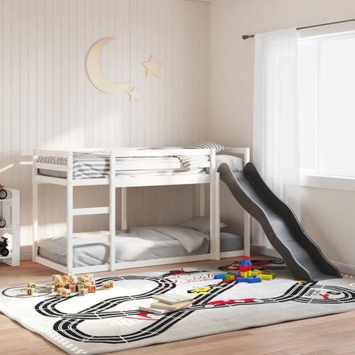 Køjeseng med rutsjebane og stige 75x190cm massivt fyrretræ hvid