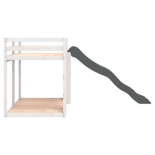 Køjeseng med rutsjebane og stige 75x190cm massivt fyrretræ hvid