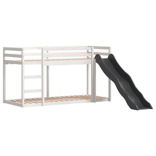 Køjeseng med rutsjebane og stige 80x200cm massivt fyrretræ hvid