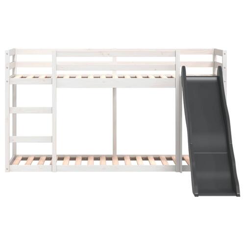 Køjeseng med rutsjebane og stige 80x200cm massivt fyrretræ hvid
