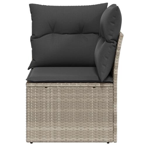 Hjørnemodul til havesofa med hynder polyrattan lysegrå