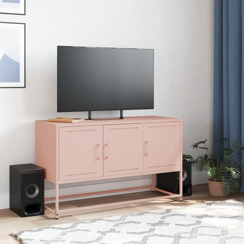 Tv-bord 100,5x39x60,5 cm stål lyserød
