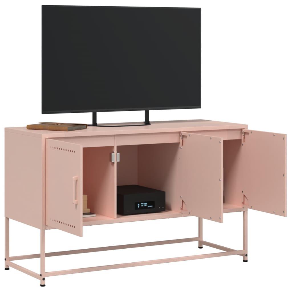 Tv-bord 100,5x39x60,5 cm stål lyserød