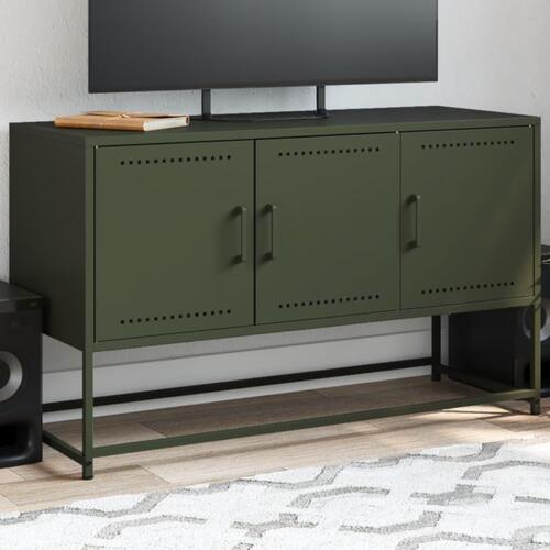 Tv-bord 100,5x39x60,5 cm stål olivengrøn