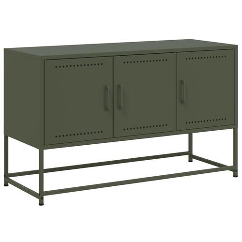 Tv-bord 100,5x39x60,5 cm stål olivengrøn