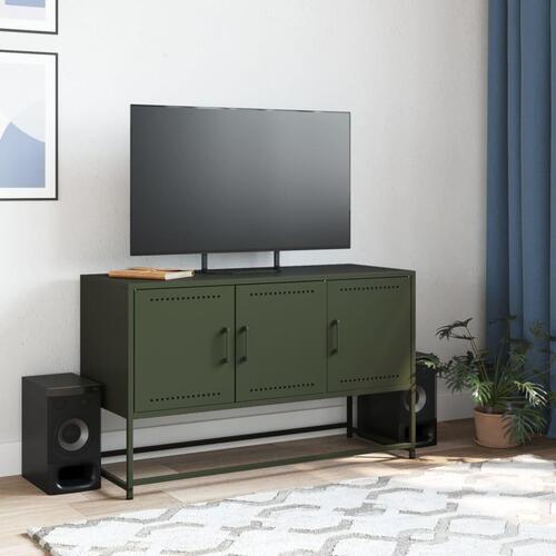 Tv-bord 100,5x39x60,5 cm stål olivengrøn