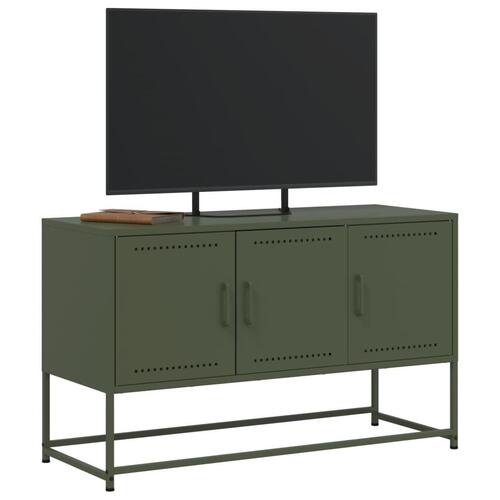 Tv-bord 100,5x39x60,5 cm stål olivengrøn
