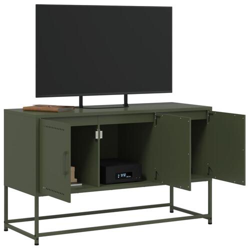 Tv-bord 100,5x39x60,5 cm stål olivengrøn