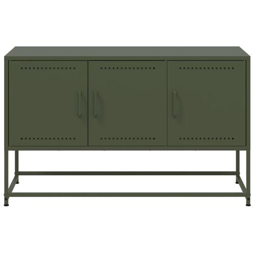 Tv-bord 100,5x39x60,5 cm stål olivengrøn